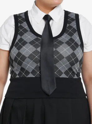 Social Collision Argyle Vest Girls Woven Twofer Plus