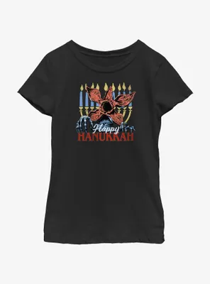 Stranger Things Demogorgon Happy Hanukkah Youth Girls T-Shirt