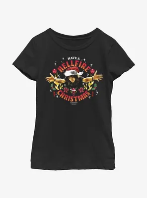 Stranger Things Hellfire Christmas Santa Eddie Youth Girls T-Shirt