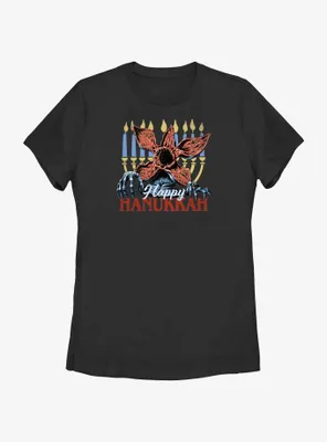 Stranger Things Demogorgon Happy Hanukkah Womens T-Shirt