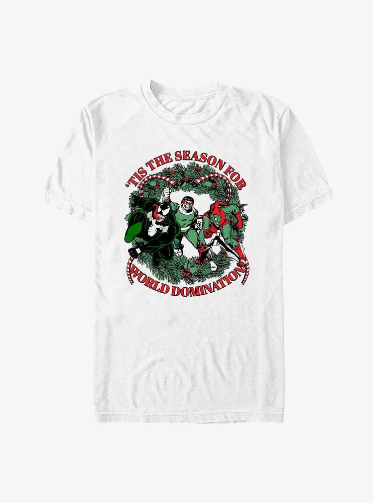 Marvel Venom, Doctor Octopus & Green Goblin Tis The Season For World Domination T-Shirt