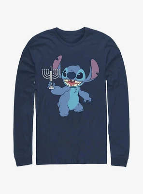 Disney Lilo & Stitch Hanukkah Menorah Long-Sleeve T-Shirt