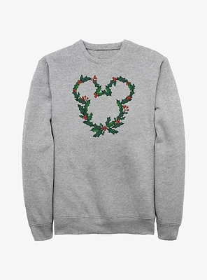 Disney Mickey Mouse Mistletoe Wreath Ears Sweatshirt