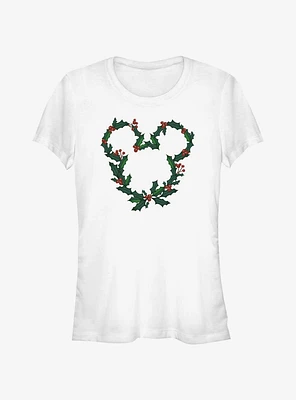 Disney Mickey Mouse Mistletoe Wreath Ears Girls T-Shirt