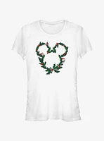 Disney Mickey Mouse Mistletoe Wreath Ears Girls T-Shirt