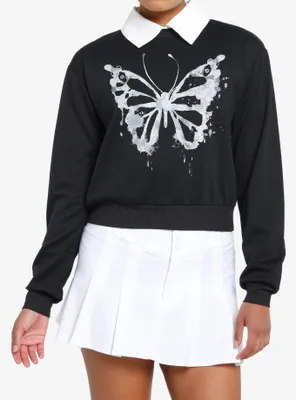 Sweet Society Butterfly Girls Collared Sweatshirt
