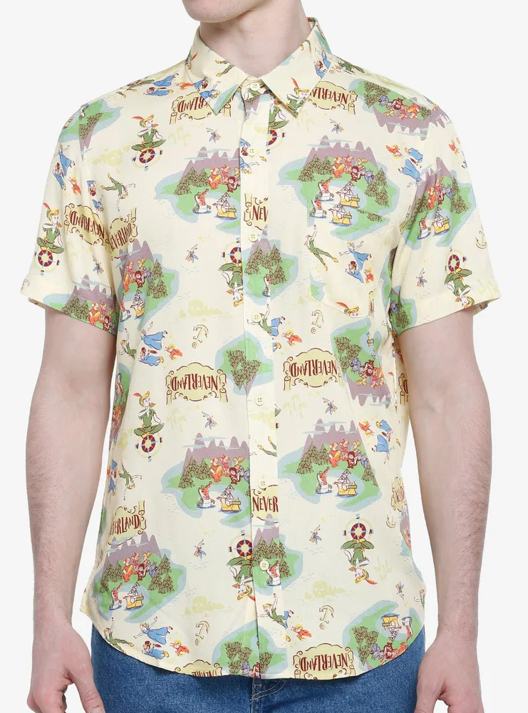 Disney Peter Pan Never Land Map Woven Button-Up