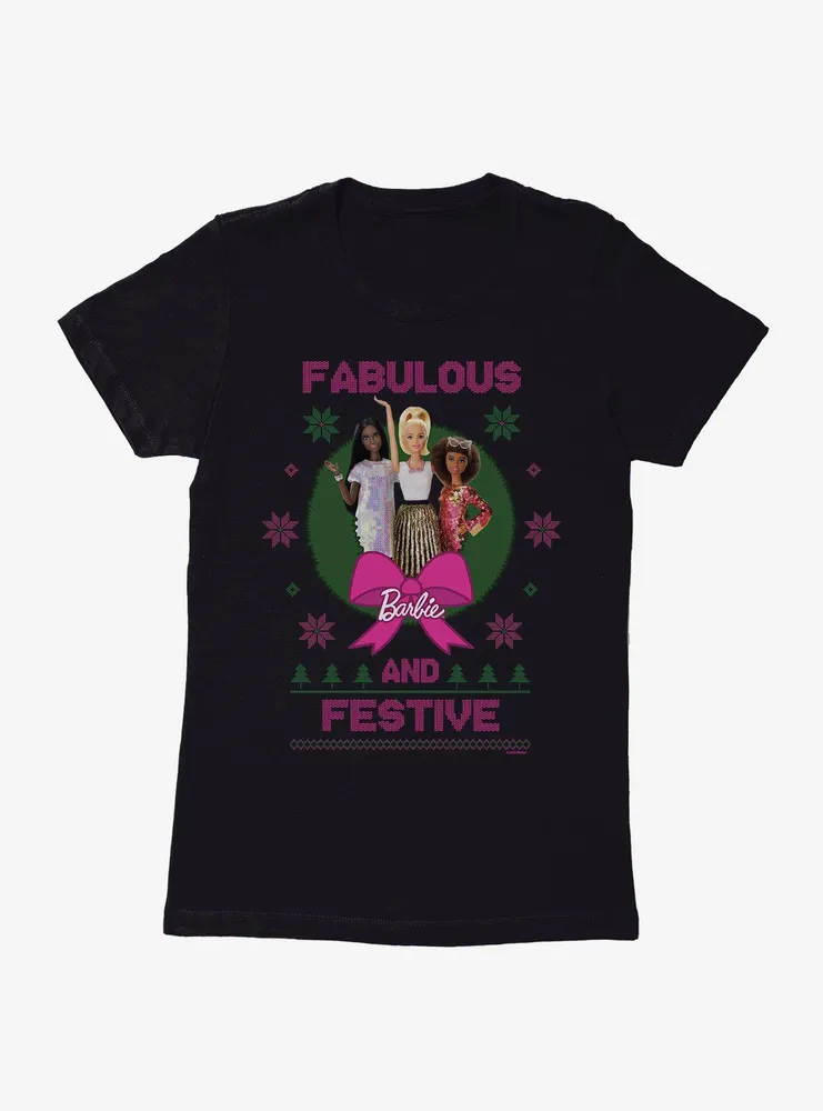 Barbie Fabulous And Festive Ugly Christmas Womens T-Shirt