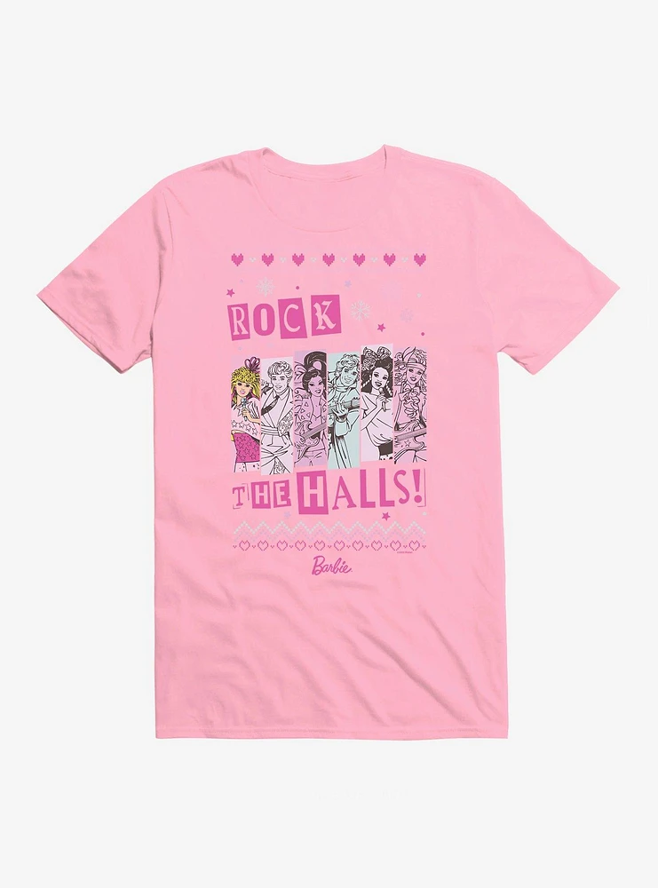 Barbie Rock The Halls Ugly Christmas Pattern T-Shirt