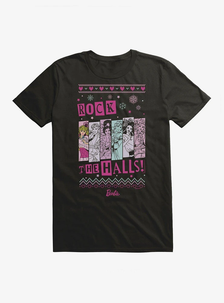 Barbie Rock The Halls Ugly Christmas Pattern T-Shirt