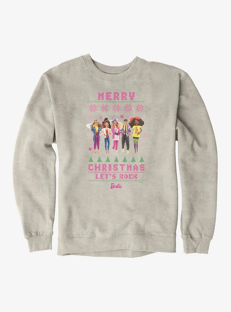 Barbie Merry Christmas Let's Rock Ugly Pattern Sweatshirt