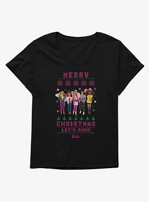 Barbie Merry Christmas Let's Rock Ugly Pattern Girls T-Shirt Plus