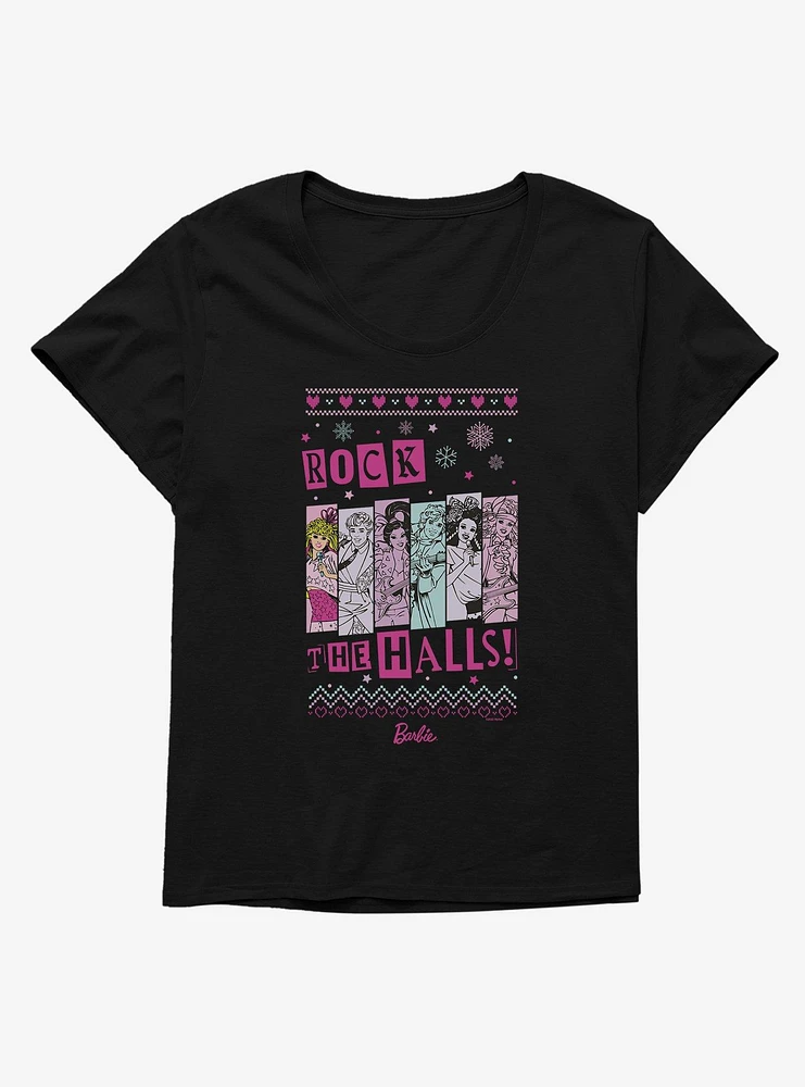 Barbie Rock The Halls Ugly Christmas Pattern Girls T-Shirt Plus