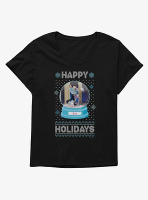Barbie Snowglobe Holidays Ugly Christmas Pattern Girls T-Shirt Plus