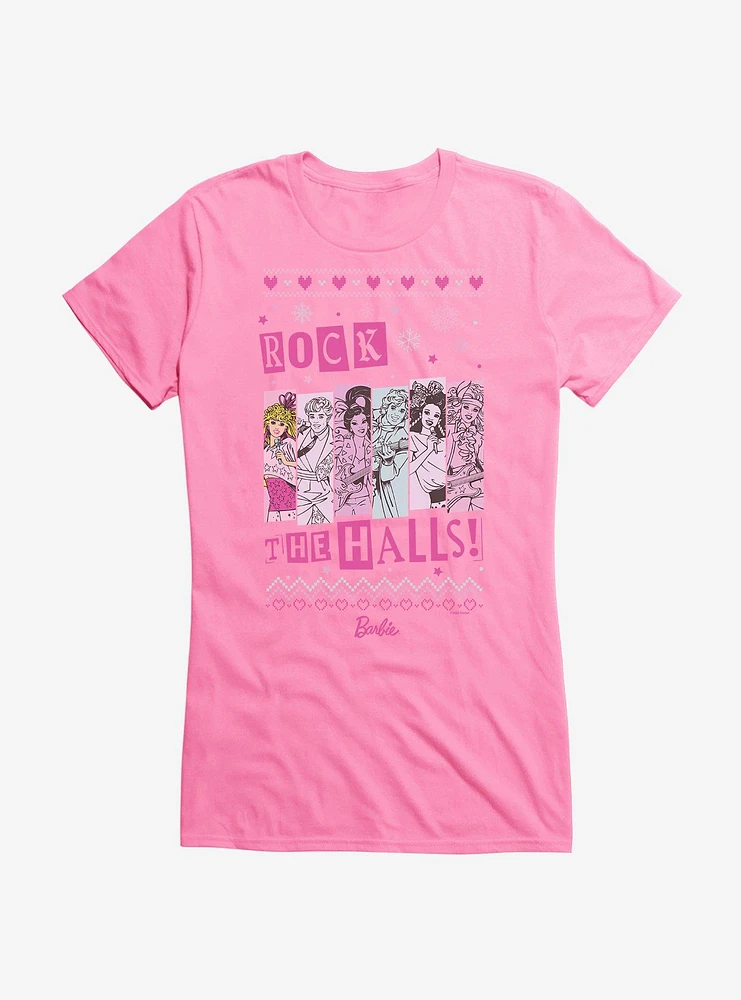 Barbie Rock The Halls Ugly Christmas Pattern Girls T-Shirt