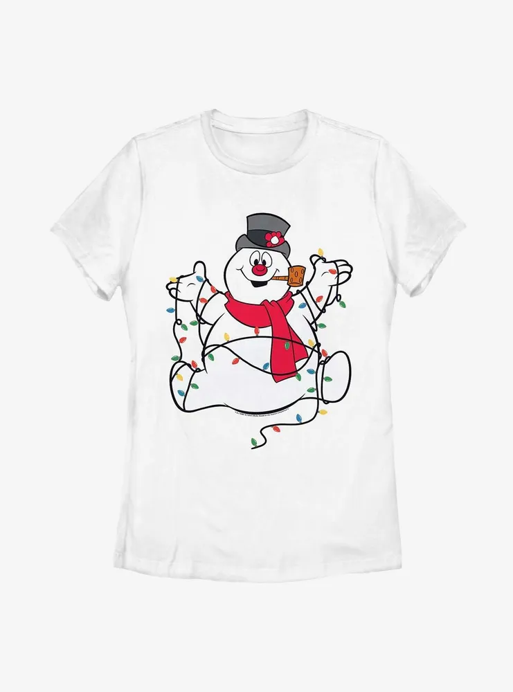 Frosty The Snowman Tangled Christmas Lights Womens T-Shirt
