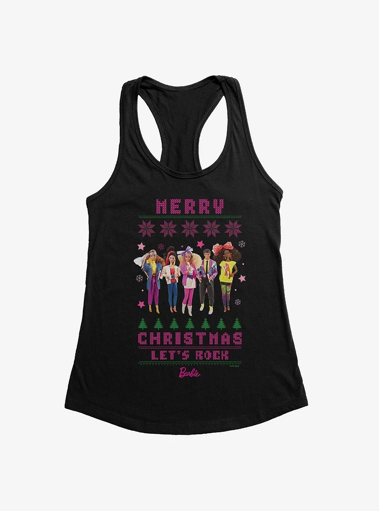 Barbie Merry Christmas Let's Rock Ugly Pattern Girls Tank