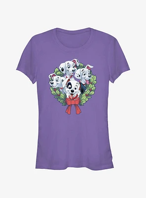 Disney 101 Dalmatians Puppy Christmas Wreath Girls T-Shirt