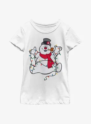 Frosty The Snowman Tangled Christmas Lights Youth Girls T-Shirt