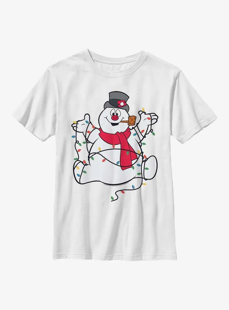 Frosty The Snowman Tangled Christmas Lights Youth T-Shirt