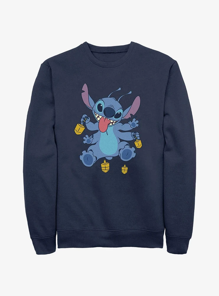 Disney Lilo & Stitch Hanukkah Spinning Dreidels Sweatshirt