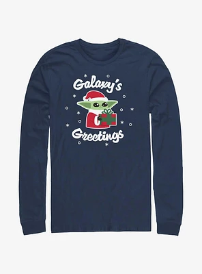 Star Wars The Mandalorian Santa Grogu Galaxy's Greetings Long-Sleeve T-Shirt