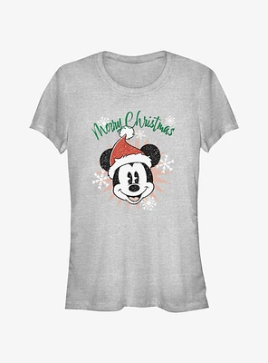 Disney Mickey Mouse Snowflakes Santa Girls T-Shirt
