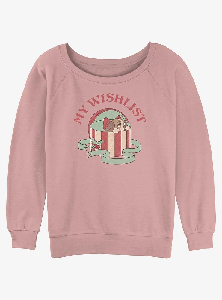 Disney Lady and the Tramp My Wishlist Girls Slouchy Sweatshirt