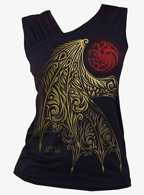 House Of The Dragon Wing Logo Gathered Shoulder Slant Top