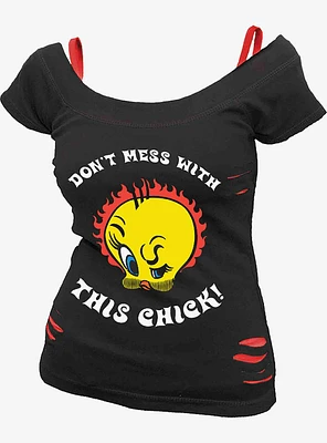 Looney Tunes Tweety Tough Chick Ripped Top