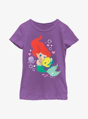 Disney The Little Mermaid Ariel and Flounder Youth Girls T-Shirt