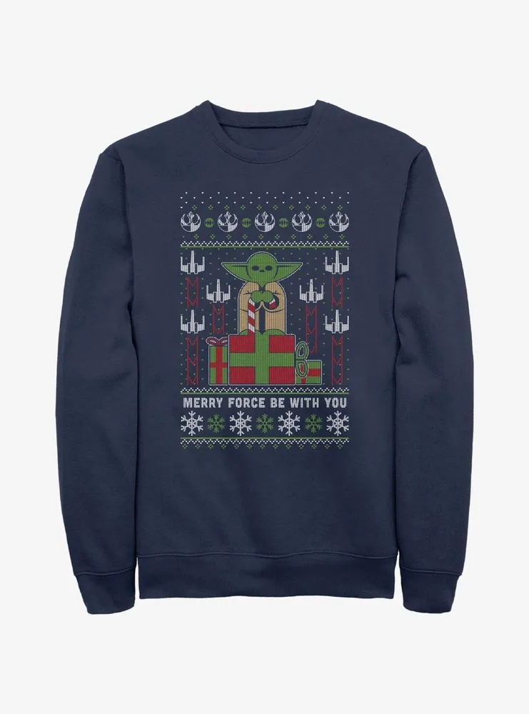 Star Wars Yoda Merry Force Ugly Christmas Pattern Sweatshirt