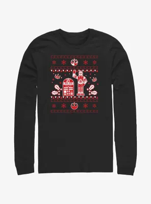 Star Wars Droid Ugly Christmas Pattern Long-Sleeve T-Shirt