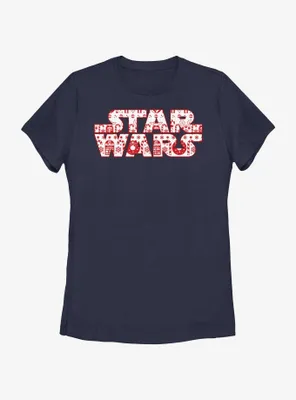 Star Wars Christmas Logo Fill Womens T-Shirt