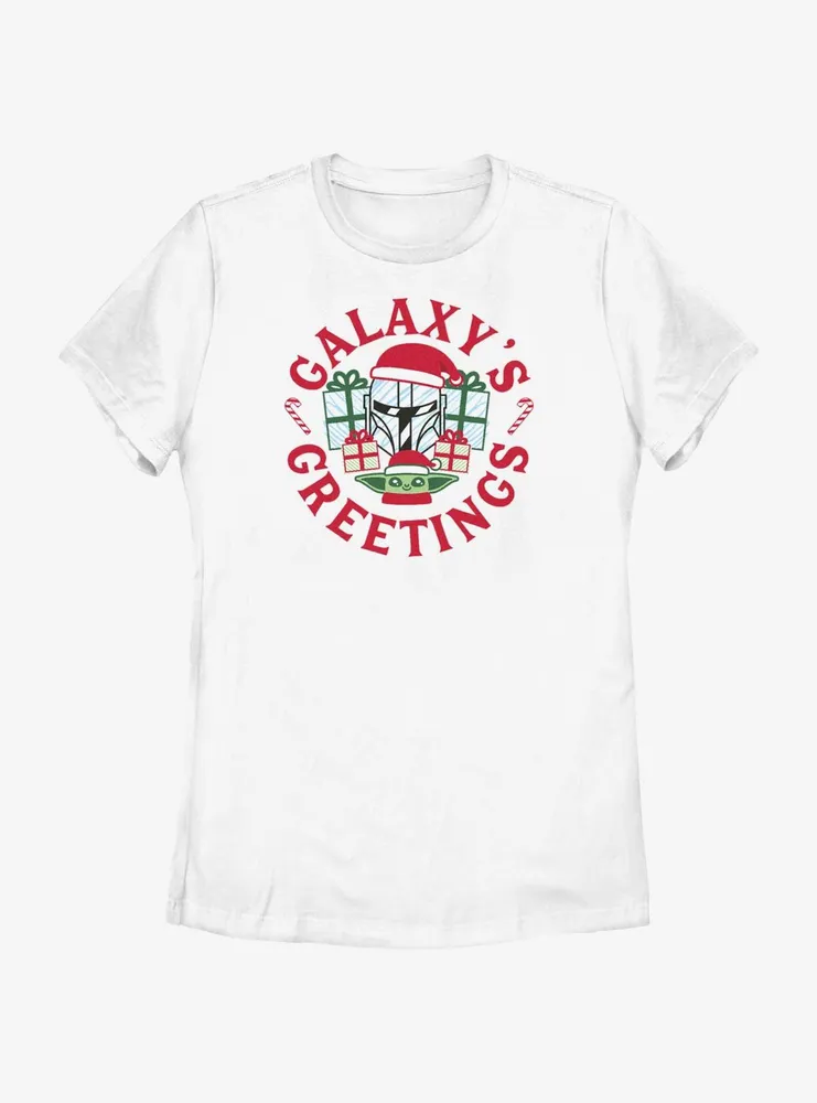 Star Wars The Mandalorian Galaxy's Greetings Womens T-Shirt