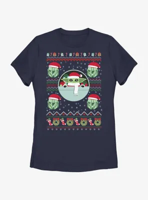 Star Wars The Mandalorian Child Ugly Christmas Pattern Womens T-Shirt
