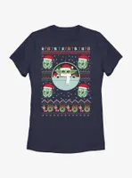 Star Wars The Mandalorian Child Ugly Christmas Pattern Womens T-Shirt