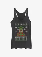 Star Wars Yoda Merry Force Ugly Christmas Pattern Womens Tank Top