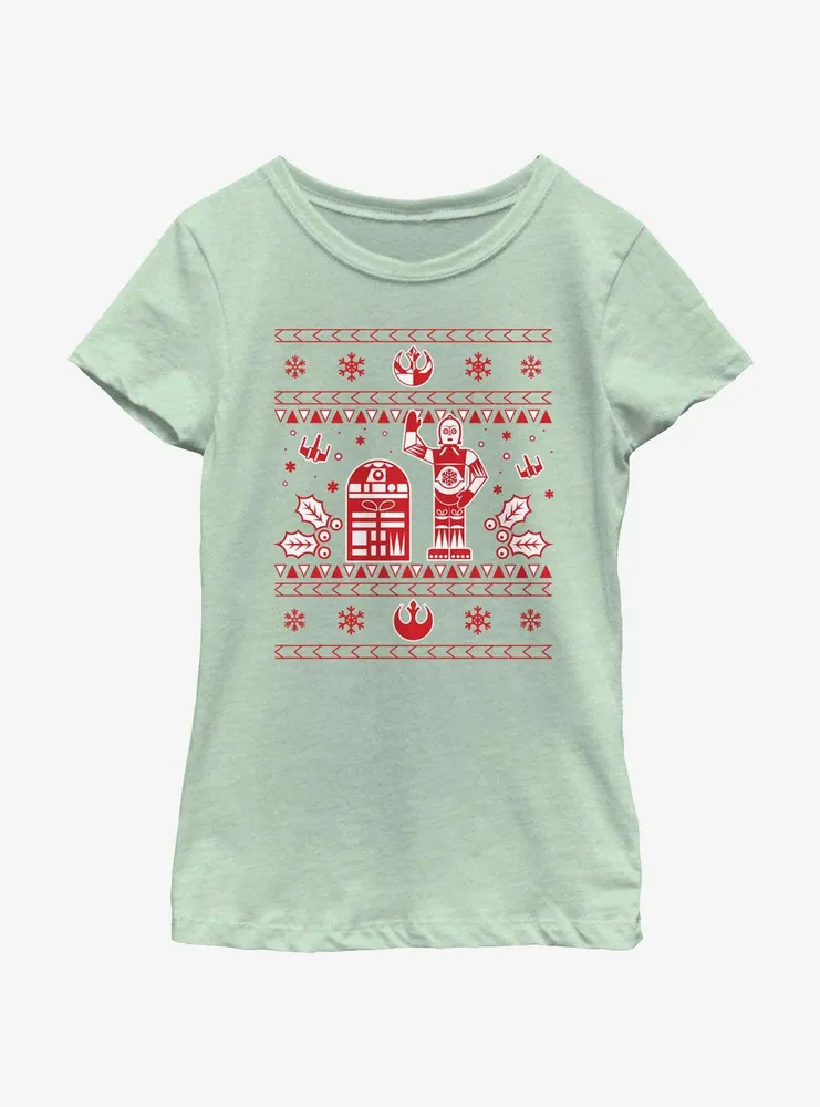 Star Wars Droid Ugly Christmas Pattern Youth Girls T-Shirt