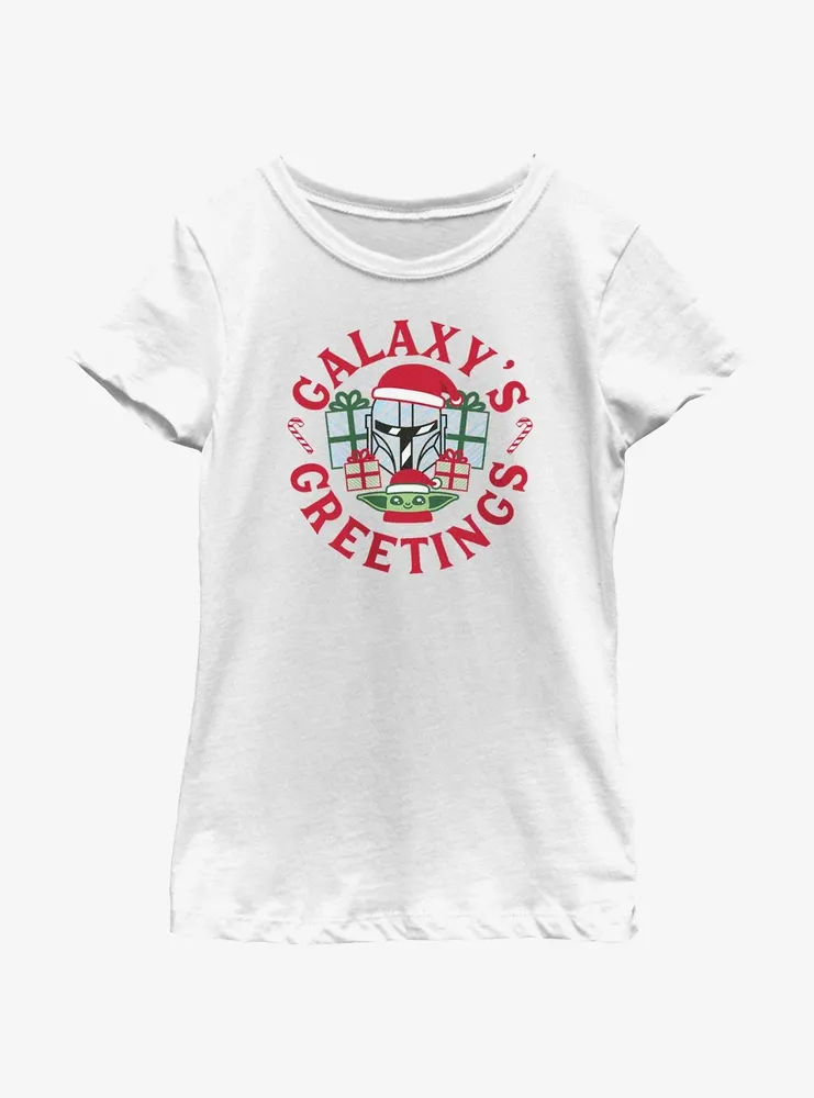 Star Wars The Mandalorian Galaxy's Greetings Youth Girls T-Shirt