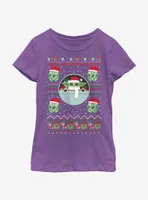 Star Wars The Mandalorian Child Ugly Christmas Pattern Youth Girls T-Shirt