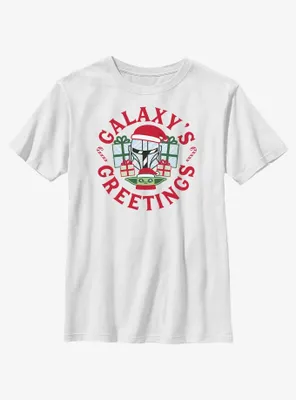Star Wars The Mandalorian Galaxy's Greetings Youth T-Shirt