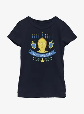 Star Wars C-3PO Hanukkah Youth Girls T-Shirt