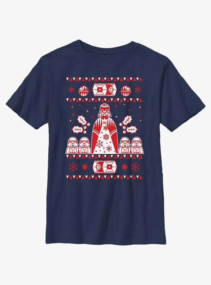 Star Wars Empire Ugly Christmas Pattern Youth T-Shirt