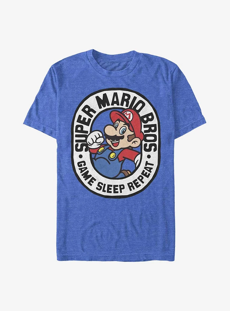 Nintendo Mario Game Sleep Repeat T-Shirt