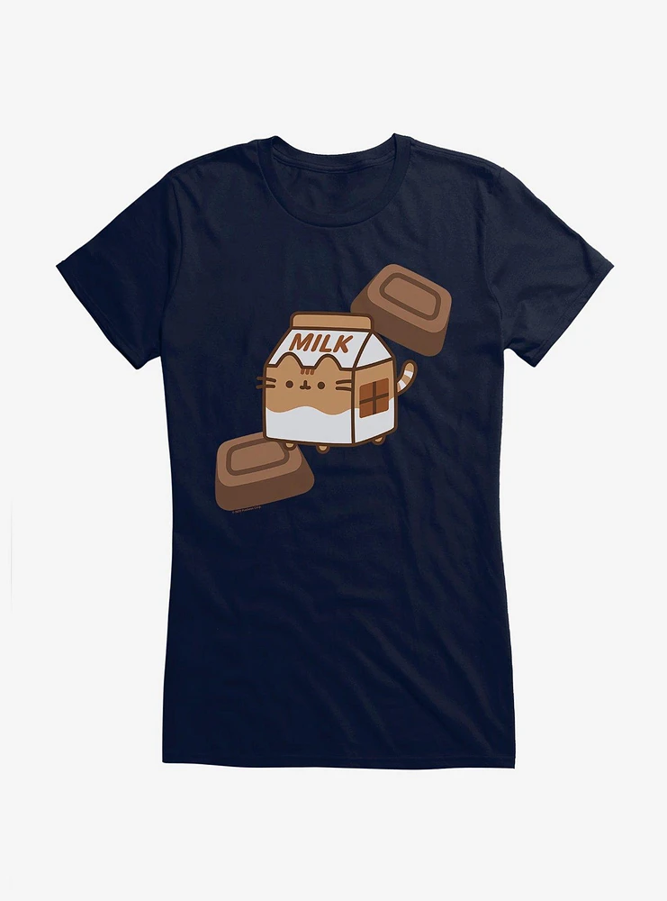 Pusheen Sips Chocolate Milk Box Girls T-Shirt