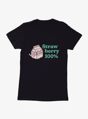 Pusheen Sips Strawberry 100 Percent Womens T-Shirt