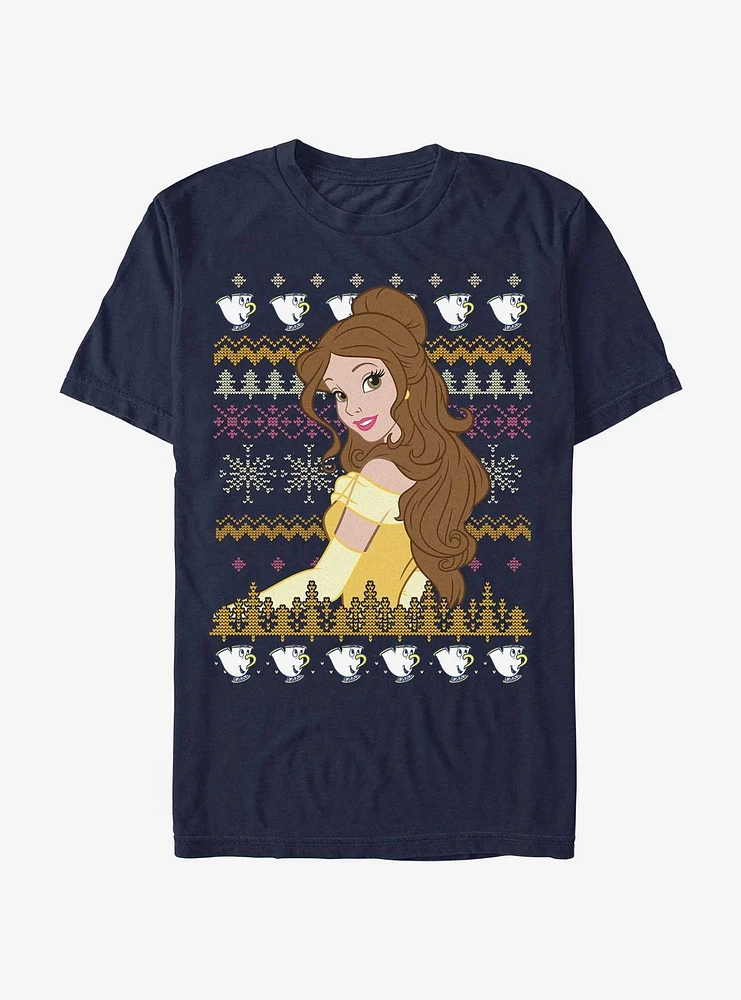 Disney Princesses Belle Teacups Ugly Christmas Extra Soft T-Shirt