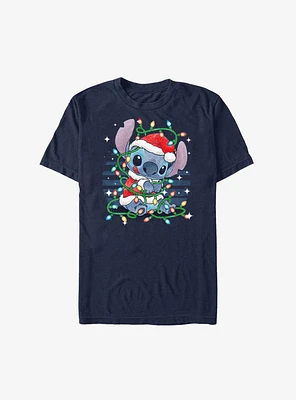 Disney Lilo & Stitch Santa Christmas Lights Extra Soft T-Shirt