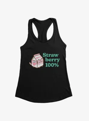 Pusheen Sips Strawberry 100 Percent Womens Tank Top